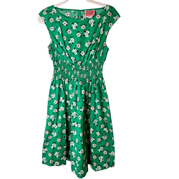 Kate Spade Green Floral Poplin Dress Medium - Picture 2 of 9